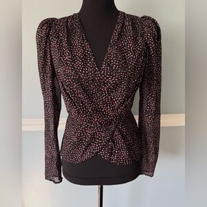 Express Black and Pink Patterned Blouse XS